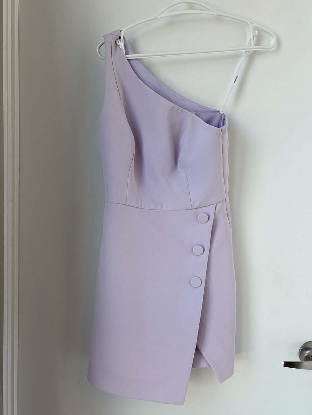 Ever New One-Shoulder Lilac Mini Dress with Button Detail